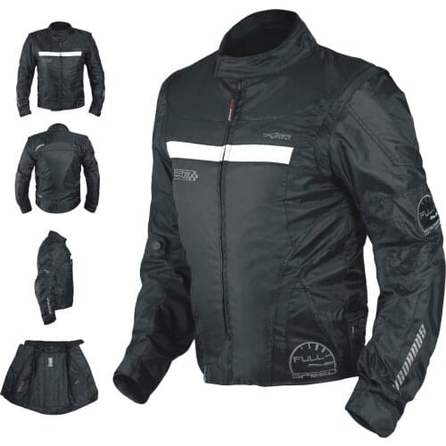 Motorcycle jacket detachable sleeve fabric CE protectors removable thermal vest
