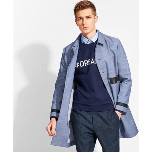 Brand men clothing 2018 fashion spring England Style men long trench coat single breasted men overcoat jackets coat patchwork