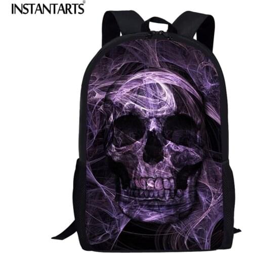 INSTANTARTS Young People School Bags Cool Skull Printing Men School Backpack for Boys Fashion Satchel Schoolbag Boy Backpack