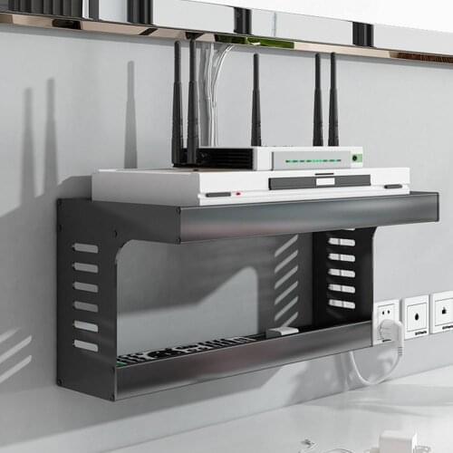 Wall Mount Bracket Organizer WiFi Router Shelf And Cable Management Floating Shelving For Home And Office TV Box