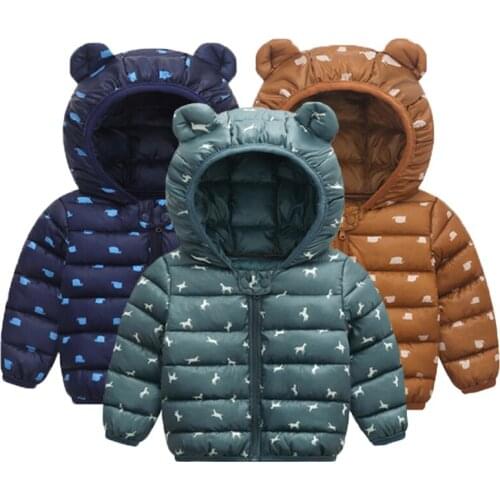 Autumn Winter Warm Hooded Kids Outerwear Children Cotton Jackets Baby Girl Boy Clothes Cartoon Clothing For Babies 0-4Years