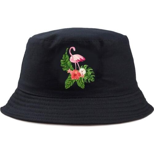 2021 Bucket Hat Flamingo Street Caps Panama For Man Women Brim Hip Hop Cotton Harajuku Bob Hat Headwear Unisex Funny Beach Hat