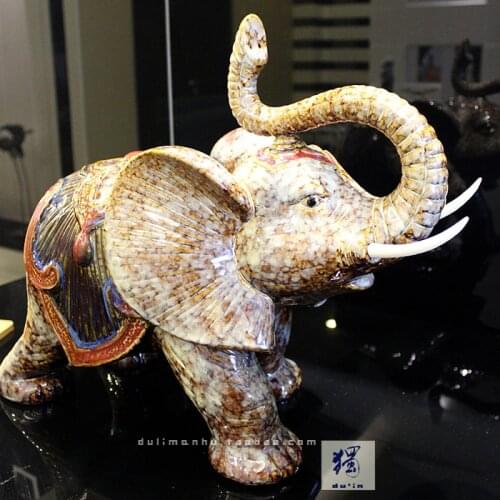 Glaze Kiln Super-Large Ceramic Aboriginal Elephant Home Decoration Home Decoration Accessories Modern