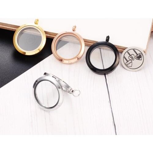 1PC 25MM/30MM Stainless Steel Floating charms locket Memory Living Glass Photo Locket Pendant