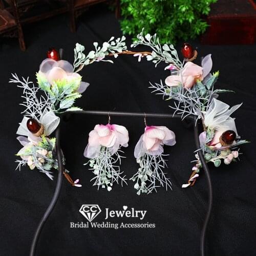 CC Romantic Wreath Wedding Hair Accessories for Women Bridal Crowns Engagement Hairwear Forest Style Headdress Leaf Party 58459