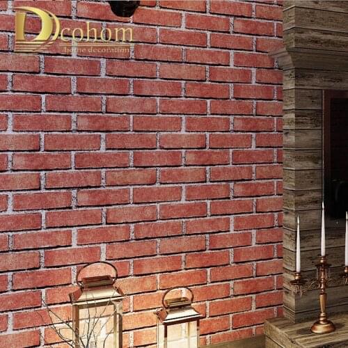 Rustic Vintage 3D Faux Bricks Wallpaper Roll Vinyl PVC Retro Industrial Loft Wall Paper Red Brown Gray Waterproof Washable