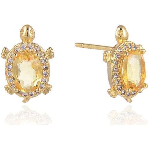 Ear Studs 925 Sterling Silver New Woman Fashion Jewelry High Quality Jewelry Topaz Turtle Shape Earrings Girls Birthday Gift