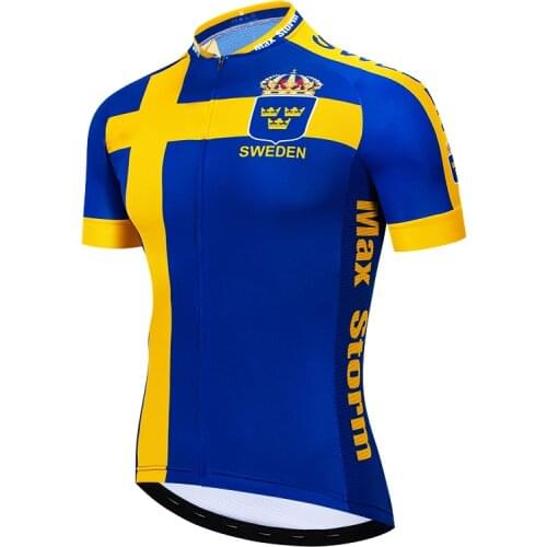 2021 Sweden New Team Cycling Jersey Customized Road Mountain Race Top max storm Reflective zipper 4 pocket