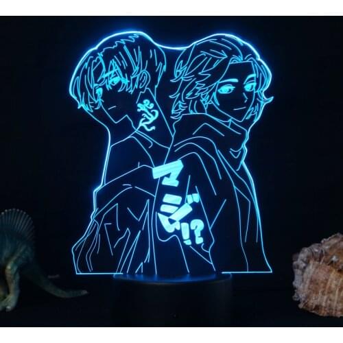 Tokyo Revengers Acrylic Stand Model Plate 3d Night Light Desk Decor Darken Mikey Led Lamp Standing Sign Keychain Anime Souvenir