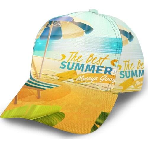 Tropical Resort Cartoon Illustration Baseball Cap Fashion Men Hat Cap Summer Dad Hat Male Sports Hat