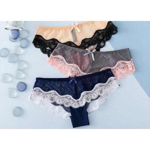 Voplidia Plus Size Underwear Women Sexy Lace Panties Briefs Female Underwear Seamless Lace Lingerie Intimates XXL~M