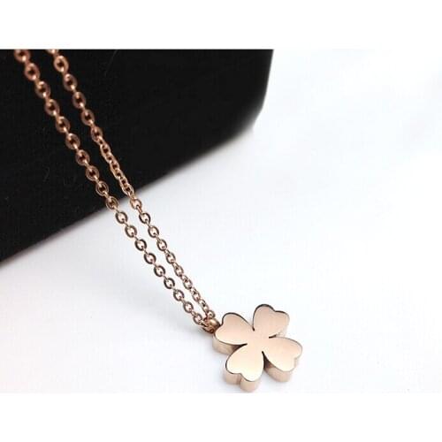 YUNRUO Fashion Brand Rose Gold Silver Color Woman Jewelry Flower Pendant Necklace 316L Stainless Steel Bijouterie High Polish