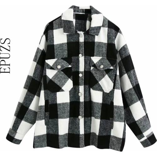 Winter thick green Plaid jacket women winter coat Long Sleeve coats and jackets women Oversized jacket 2020