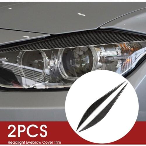 2PCS Car Headlight Eyebrow Eyelid Trim Cover Car Stickers Decor Carbon Fiber Car Styling Decals for BMW 3 Series 13-19 F30
