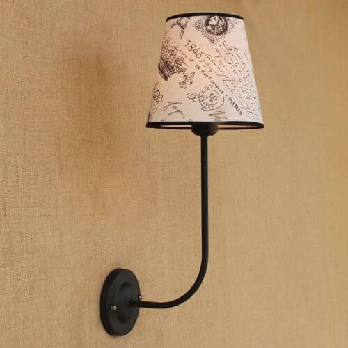 American modern concise pop bar restaurant nostalgic breakfast shop iron elbow cloth cover RH wall lamp