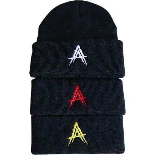 Anuel AA Style Hat A Embroidery Beanie Men Women Black Red White 3 Colors Autumn Winter Knitted Hat Wholesale 10pcs/lot