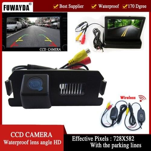FUWAYDA Color CCD Car Rear View Camera for HYUNDAI I30 GENESIS COUPE Tiburon KIA SOUL,with 4.3 Inch foldable LCD TFT Monitor HD