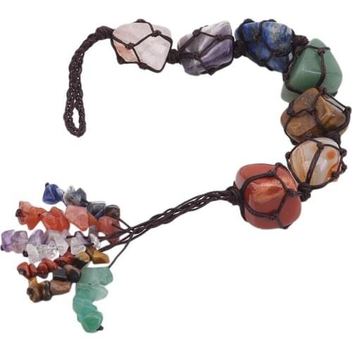 Car Ornament Pendant Colorful Chakra Stone Car Hanging Pendant Birthday Gift Auto Decoraction Accessories 2020 New