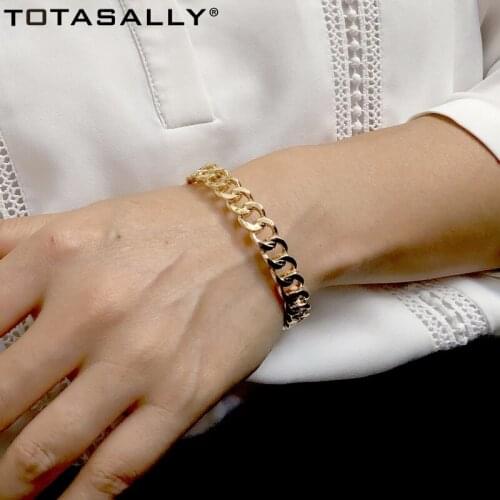 TOTASALLY 2019 Hit-Hop Women Bangles Simplicity Alloy Metal Chain-shape Cuff Bangle Bracelet Jewelry Gifts Dropship