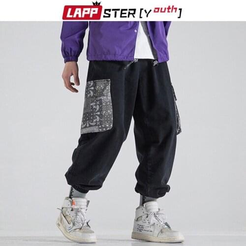 LAPPSTER-Youth Men Hip Hop Patchwork Streetwear Joggers 2021 Spring Mens Pockets Harajuku Cargo Pants Man Loose Vintage Trousers