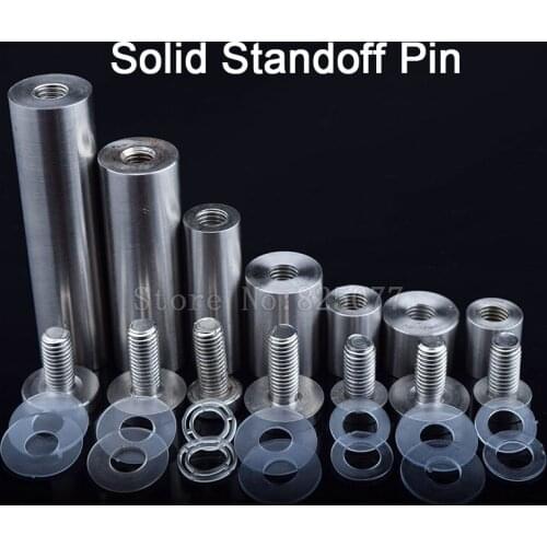 DHL Shipping 100PCS/Lot 16Sizes Solid Stainless Steel Acrylic Advertising Board Fixing Screw Standoff Glass Standoff Pin JF1292