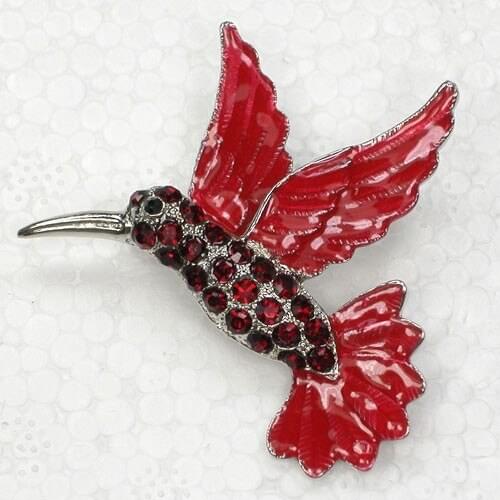 Red Rhinestone Enamel Bird Pin brooches Fashion Corsage Jewelry gift C2107 C