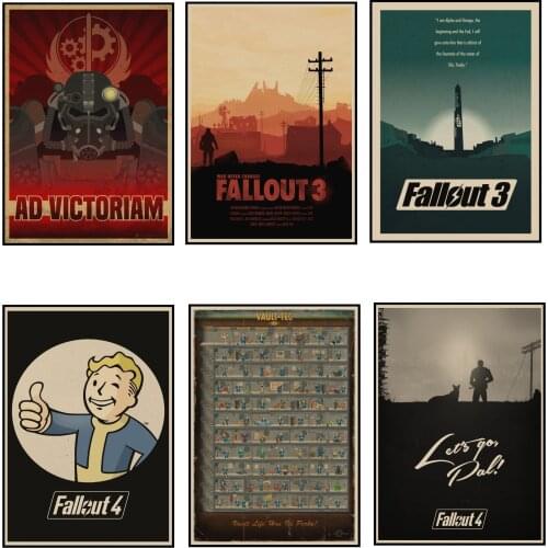 Fallout 2 3 4 Nuka Cola Vintage Kraft Paper Poster Wall Painting Home Decoration Wall Sticker Room House Decoration 1003