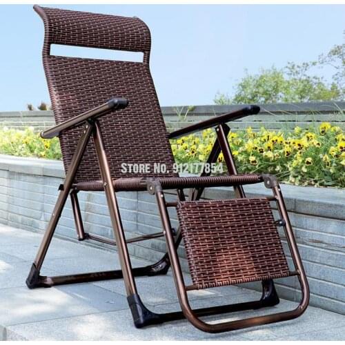 Rattan recliner folding lunch break balcony home leisure chair lazy rattan chair summer sun lounger nap back chair