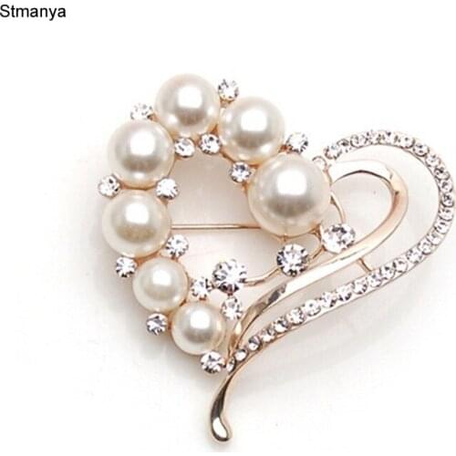 Fashion lovely Heart-shaped pearl brooch exquisite bride wedding cloak Shawl Scarf Buckle Pin party jewelry H1054