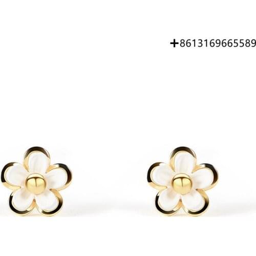 Fashion 925 silver small white flower earrings flower earrings net red small fresh earrings personality earrings