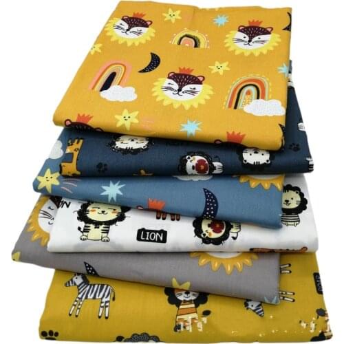 Cartoon Animal Twill Printed Fabric For Sewing Boy Clothes Diy Handmade Patchwork TJ3899