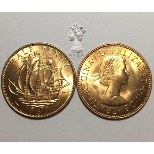 British 1967 1/2 Pence Sailing Ship New Original Coin Unc Genuine Euro Coins