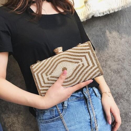 New type of inlaid drill handbag, cool eyes, one shoulder slanting chain bag, leisure ladies bag
