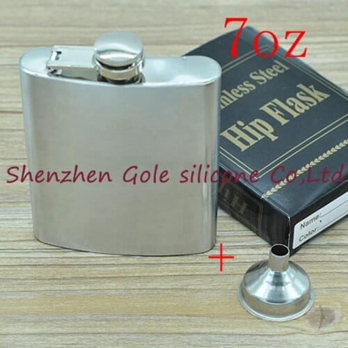 Wholesale 100pcs/lot Mini Portable 7oz Stainless Steel Hip Flask Liquor Whisky Alcohol Cap + Funnel Drinkware Hot Sale Gift