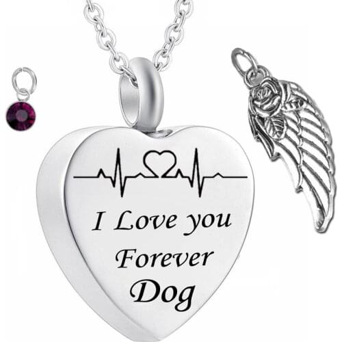 Angel Wing Cremation Necklace Birthstone crystal pendant Ashes Memorial Keepsake Pendant Stainless Steel Jewelry for dog