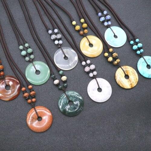 Natural Pink Crystal Red Onyx Sandstone Safe Buckle Wishing Pendant Necklace Charm Womens Jewelry For Sweater Chain Matching