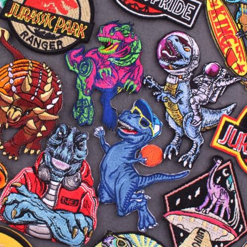 Jurassic Park Patch Dinosaur Embroidered Patches For Clothing Thermoadhesive Patches Iron On Patch On Clothes Applique Stickers