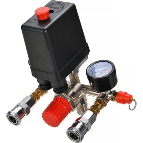 1pc 240V 20A Pressure Valve Switch 90-120PSI Manifold Regulator Gauges For Air Compressor Switch Accessories