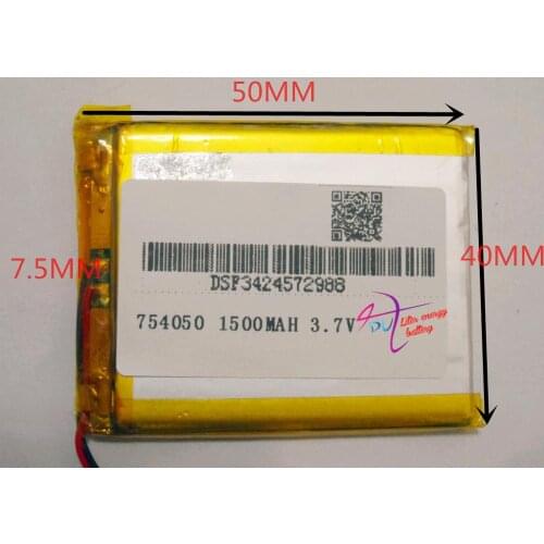 Tablet battery 3.7V,1500mAH,[754050] PLIB; polymer lithium ion / Li-ion battery for dvr,GPS,mp3,mp4,cell phone,speaker
