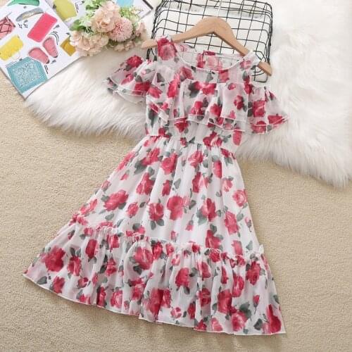 Summer Baby Girls Dresses Casual Chiffon Ruffle Princess Dresses Robe Fille Teenager Kids Clothes Bohemia Dresses Beach Wear