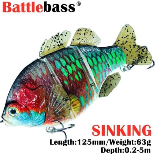 BATTLEBASS 4 Segmented Jointed Swimbait Sinking Lure for Fishing Trout Pike Perch Walleye Muskie Shad 63g 13cm Bass Fishing Lure