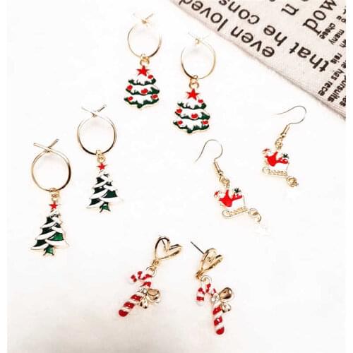 Korean 2020 Fashion Christmas Earrings Sweet and Lovely Holiday Earrings for Women Girls Gifts