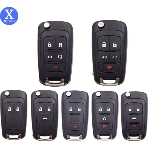 Xinyuexin Flip Folding Remote Car Key Shell for Chevrolet Cruze Epica Lova Camaro Impala 2 3 4 5 Button HU100 Blade Replacement
