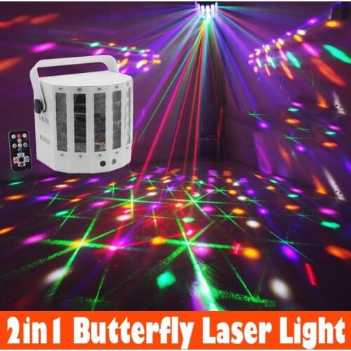 DJ LED Disco Light Karaoke Laser Projector for Home Party Nightclub Lights Stage Strobe 9 Colors 48 Patterns Butterfly