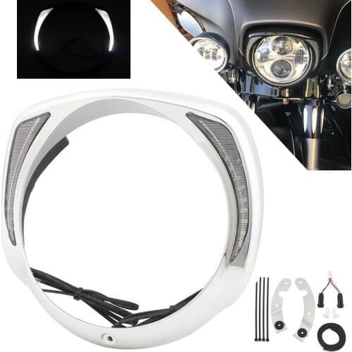 Motorcycle LED Headlight Bezel Visor Trim Ring For Harley Electra Glide Street Glide Tri Glide FLHX FLHXS FLHTK FLHTCUTG 14-Up