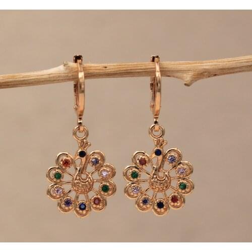 Dangle Drop Earrings Red Green Cubic Zirconia Copper Round Earring For Women Fashion Jewelry Accessories Wedding Anniversary