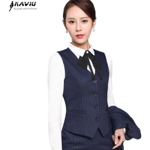 High Quality Women Stripe Vest New Arrives Autumn Clothes For Office Ladies Fashion Plus Size Work Wear