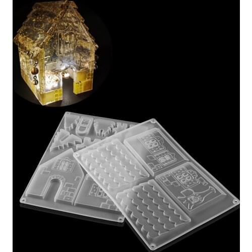 1set Christmas House Epoxy Resin Molds Villa UV Resin Molds Silicone Castle Epoxy Moulds For diy Jewelry Making Findings