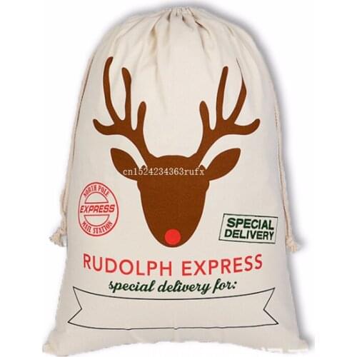 20pcs Drawstring Canvas Santa Sack Christmas Santa Sacks Christmas Canvas Bag Large Santa Claus Gift Bag Handmade Free Shipping