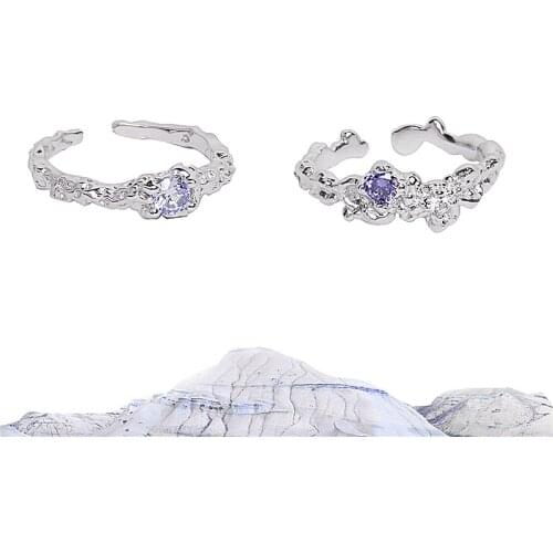 2021 Korean New Exquisite Purple Open Ring Fashion Temperament Simple Versatile Ring Female Jewelry